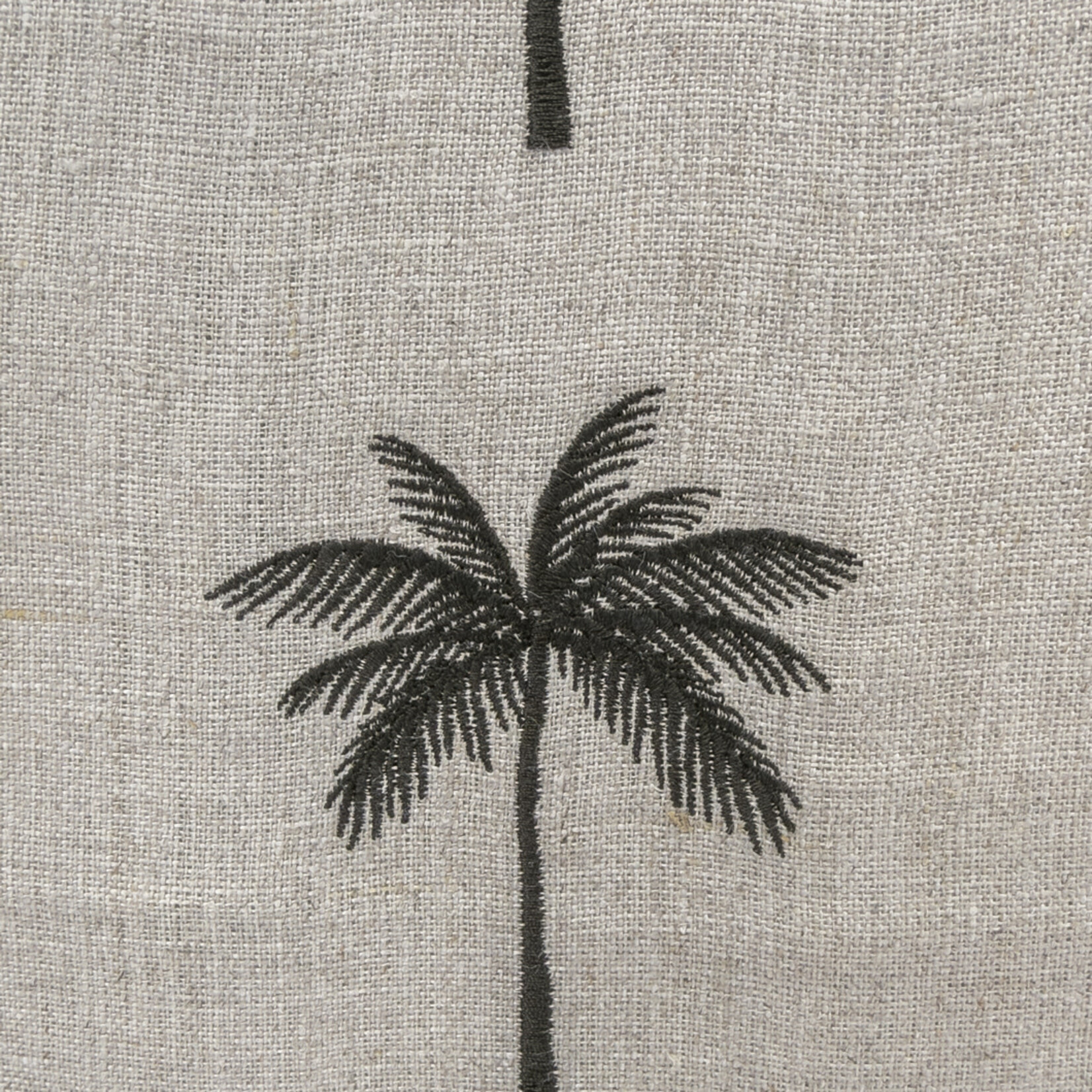 Summy Kissen Leine, 3er Palme senkrecht schwarz, weiss-beige-weiss, 55x55cm