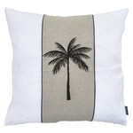 Summy Kissen Leine, grosse Palme schwarz, weiss-beige-weiss, 55x55cm