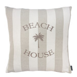 Summy Kissen gestreift beige-weiss, Beach House mit Palme taupe, 55x55cm