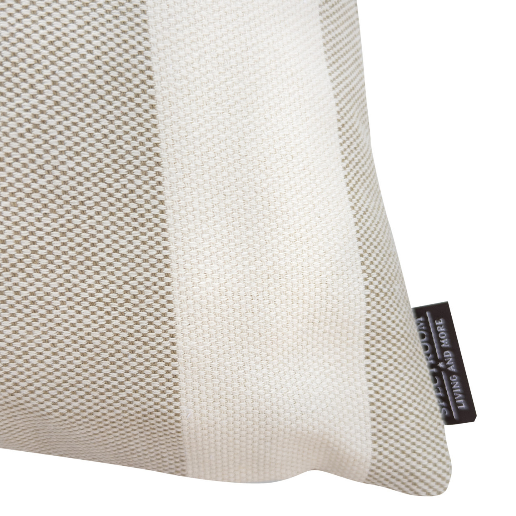 Summy Kissen gestreift beige-weiss, Beach House mit Palme taupe, 55x55cm