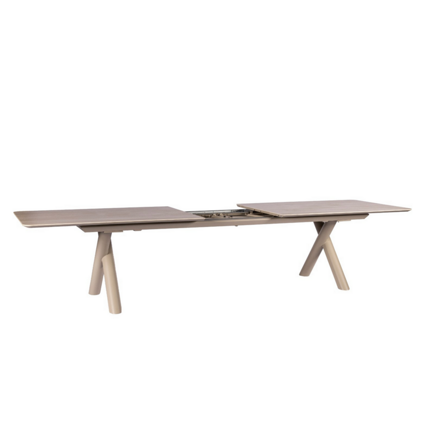 Maratea Esstisch ausziehbar 280/400x100cm, Gestell: Alu Leinen, Platte: Keramik Travertin