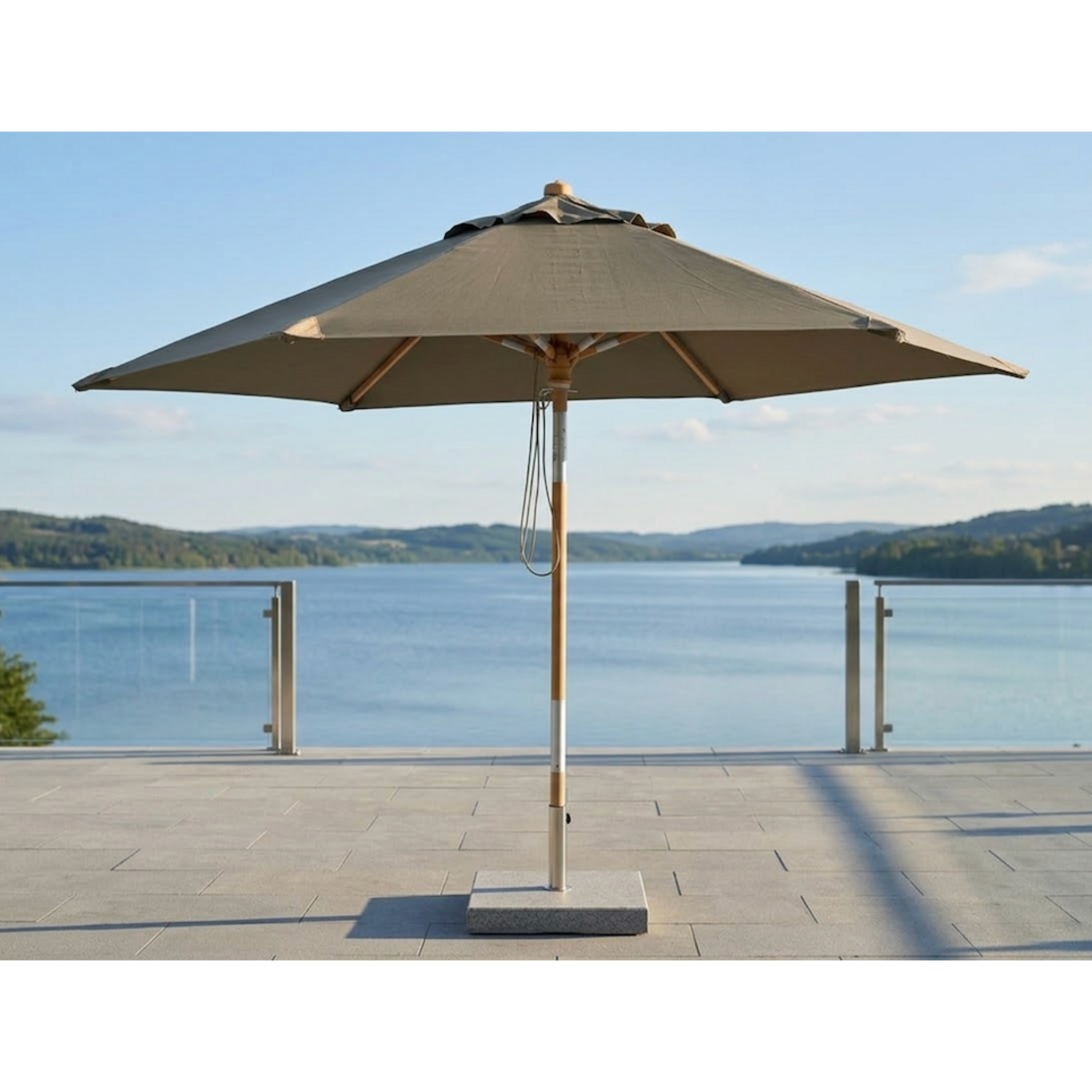 Sonnenschirm Toulon 2.5m taupe, mit Flaschenzug und Knickmechanismus