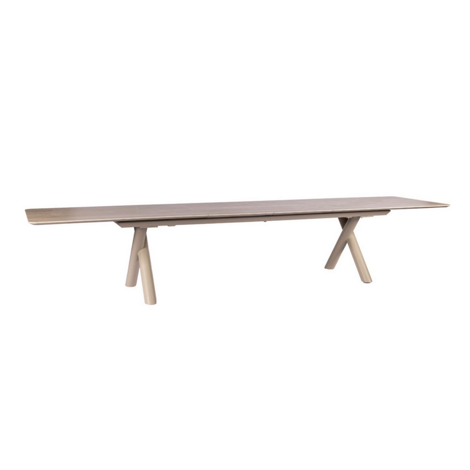 Esstisch ausziehbar 280/400x100cm, Gestell: Alu Sand, Platte: Keramik Travertin