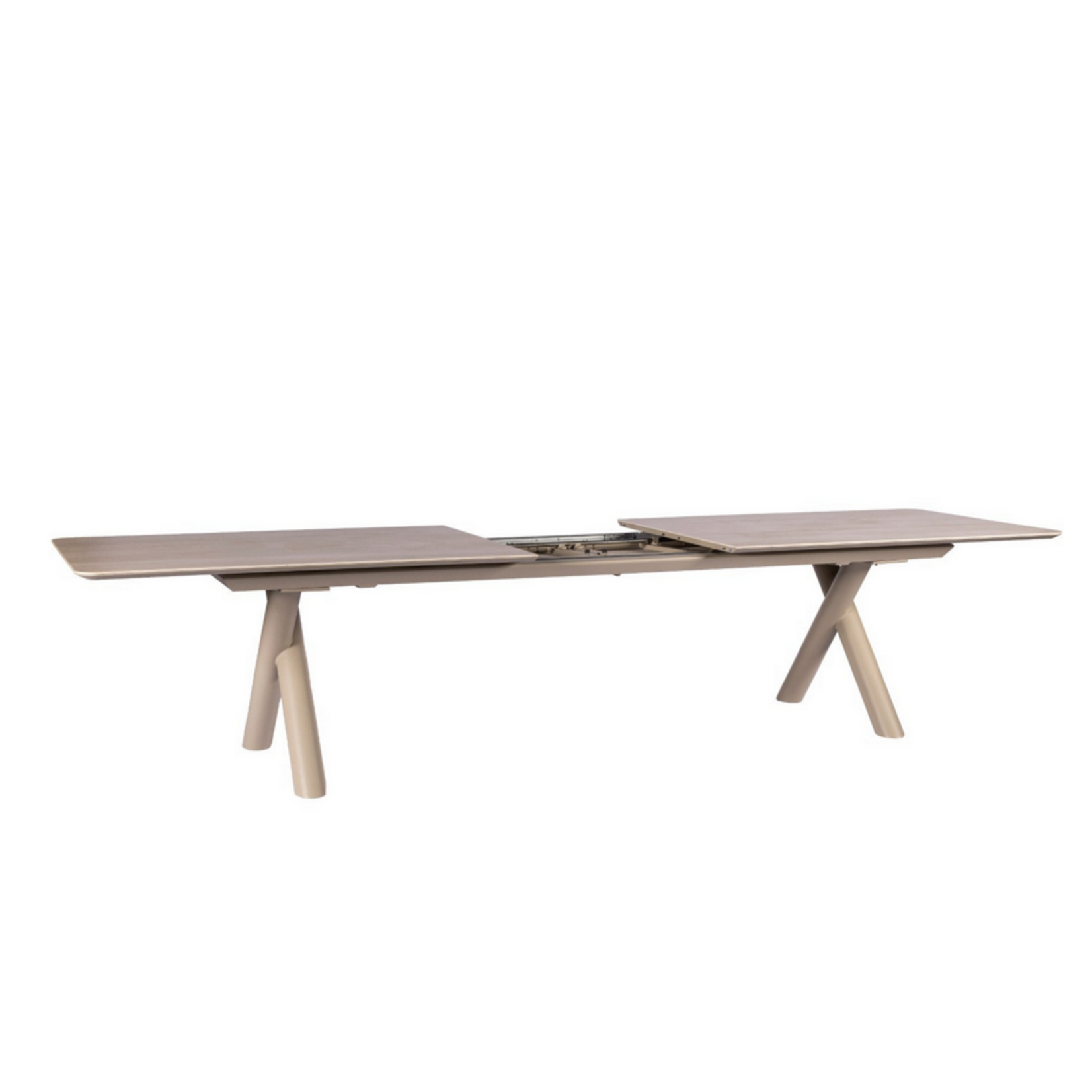 Esstisch ausziehbar 280/400x100cm, Gestell: Alu Sand, Platte: Keramik Travertin