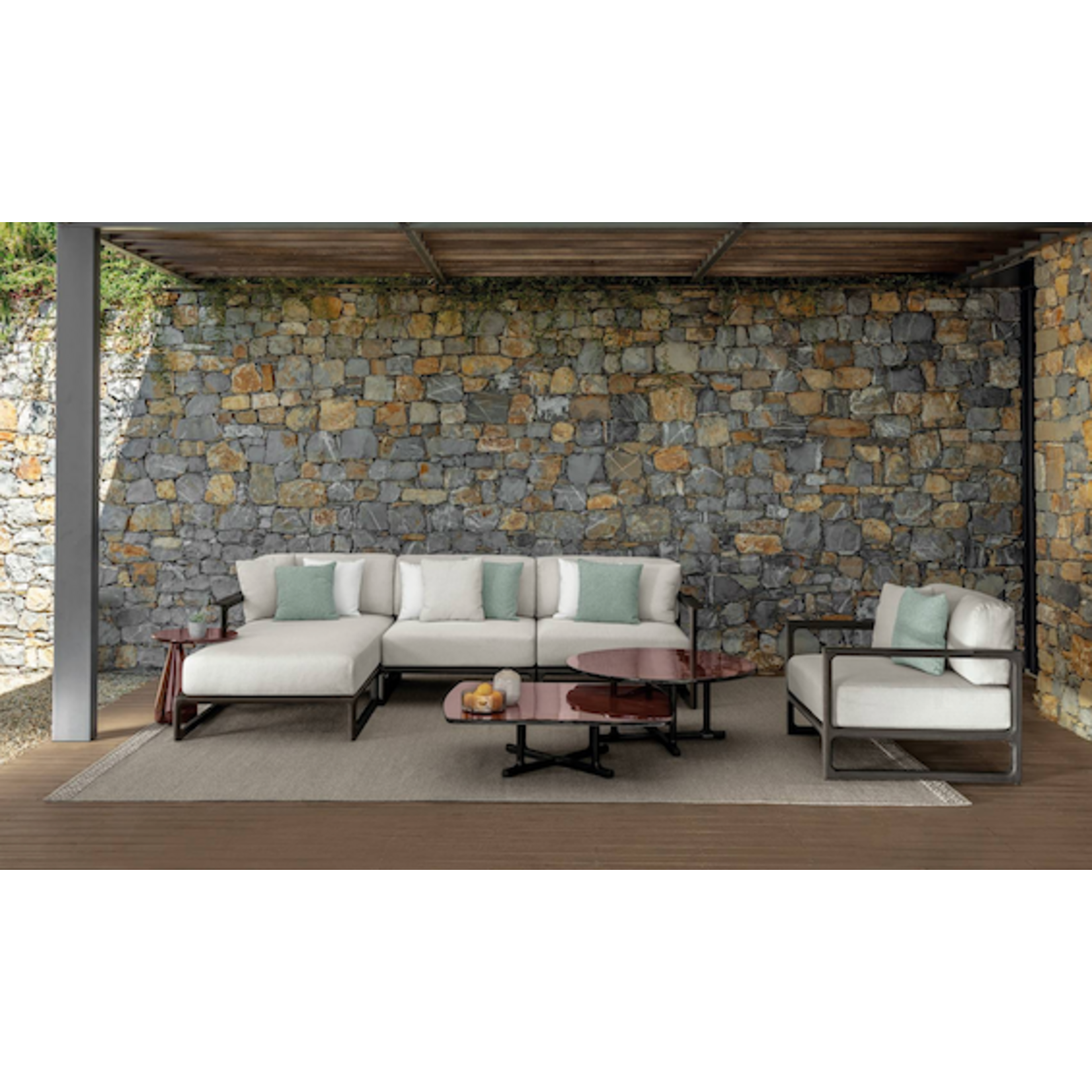 Thea Sofa Chaiselongue links schwarz Teak, 100x181xH61cm