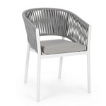 Florencia Gartenstuhl 57x60xH80cm  weiss & Kissen grau