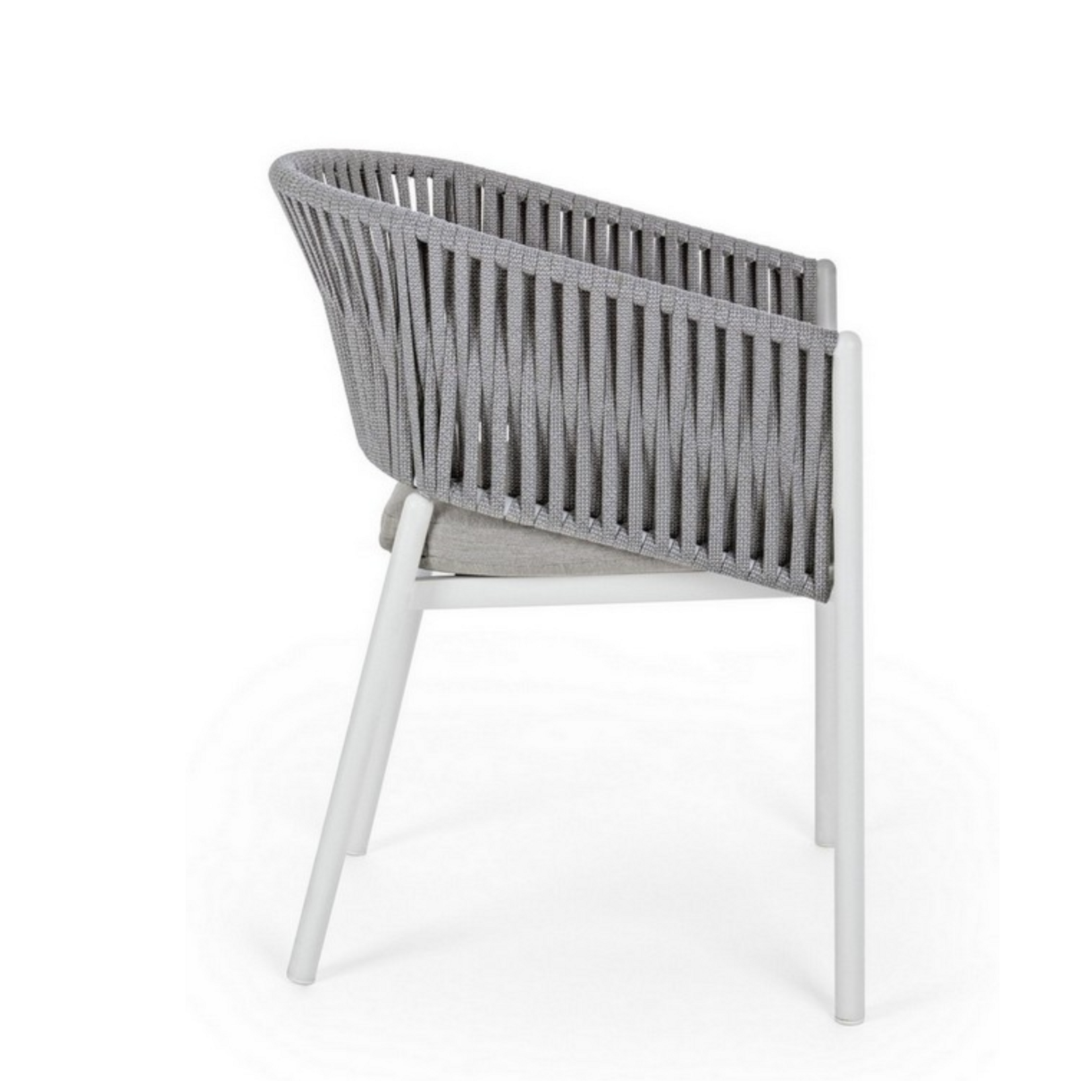 Florencia Gartenstuhl 57x60xH80cm (SH49cm) Metall weiss & Geflecht/Kissen grau