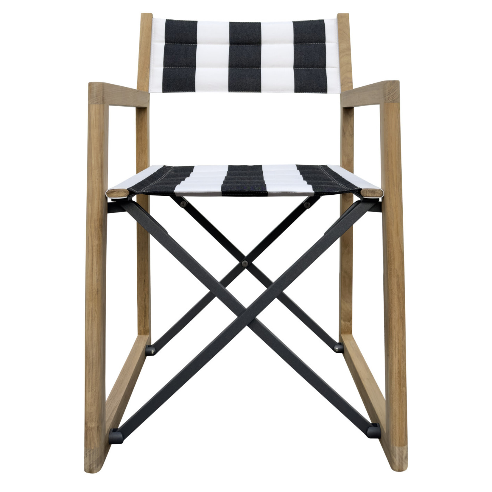 Loft Gartenstuhl Teak, schwarz-Weiss 56x55xH87/SH45cm