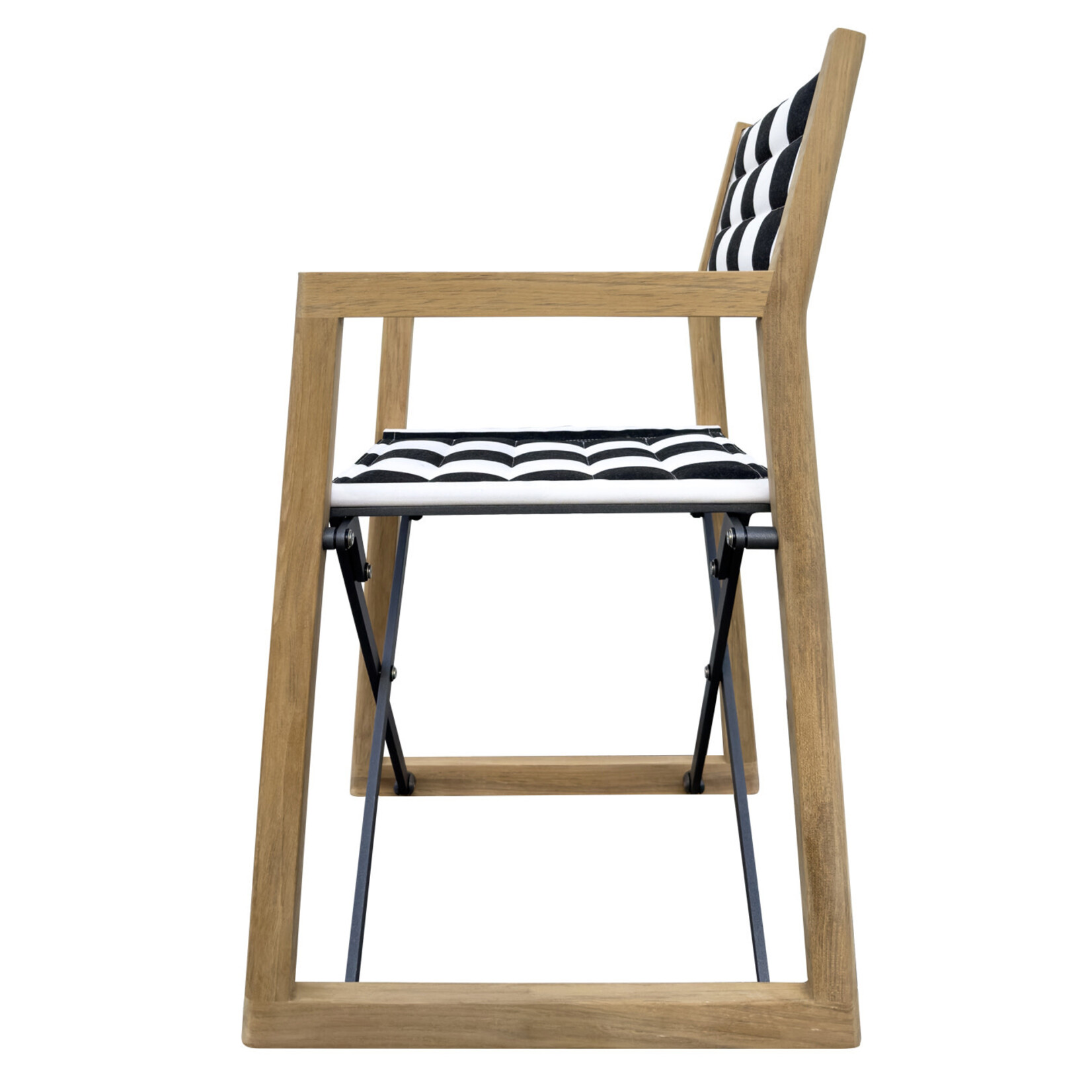 Loft Gartenstuhl Teak, schwarz-Weiss 56x55xH87/SH45cm