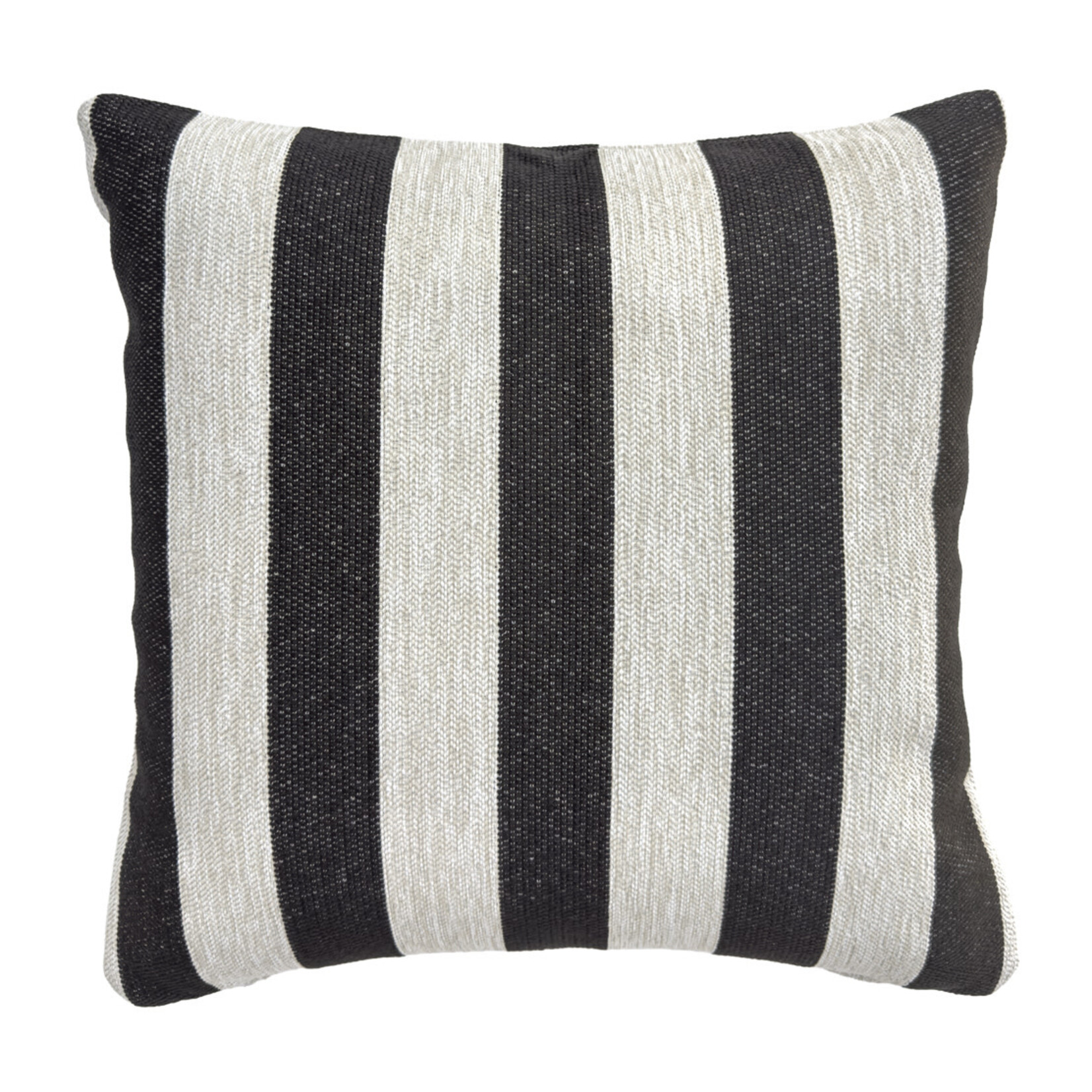 Kissen Outdoor, Carbon, schwarz/weiss gestreift, 47x47cm - Handmade by Spectroom