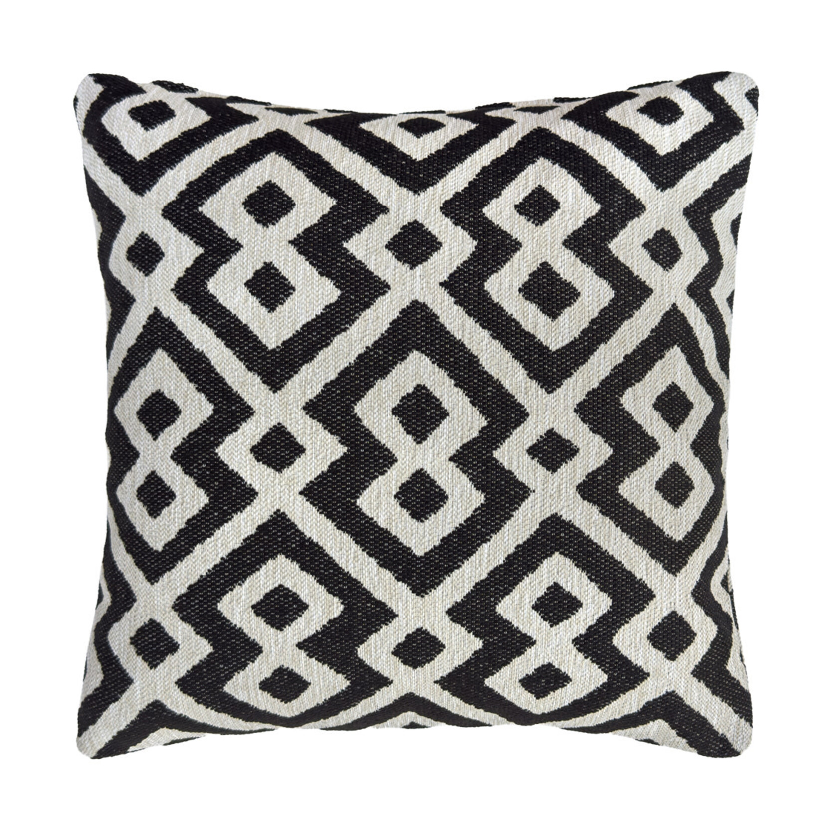 Kissen Outdoor, Carbon, schwarz/weiss gemustert, 47x47cm - Handmade by Spectroom