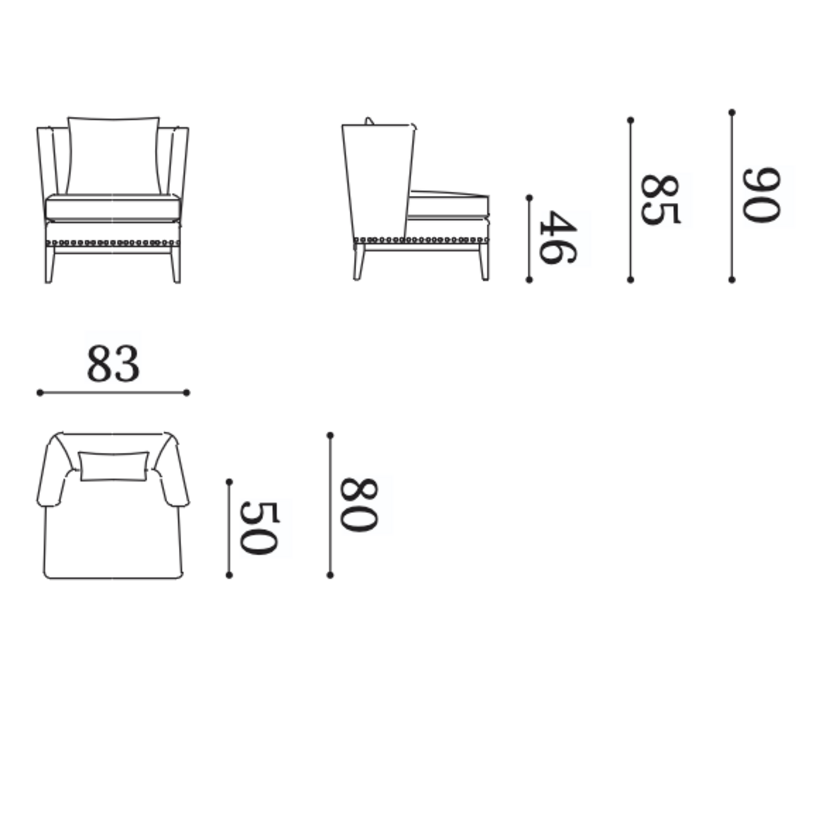 Nora Sessel 83x80xH90cm, Stoff: Nepal & Arco (zweifarbig)