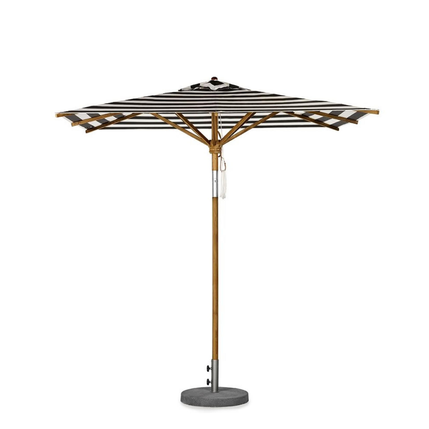 Sonnenschirm Klassiker 210x210cm, Stoff: schwarz-weiss gestreift mit Knick