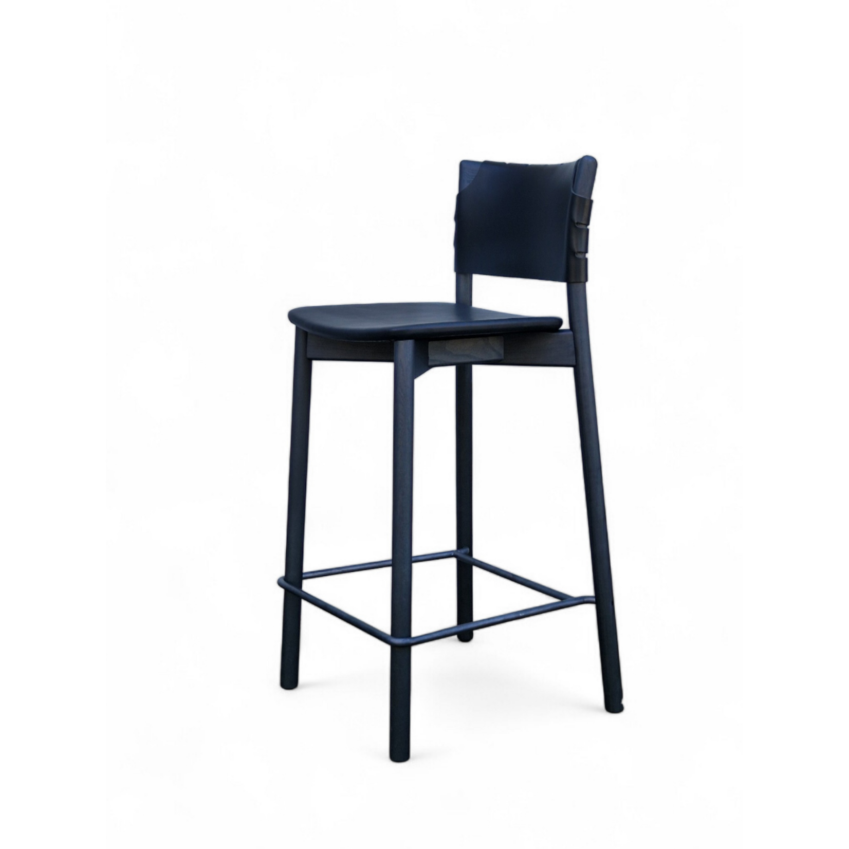 Norman Counter Stuhl L2 - B48xT47xH95cm, SH66cm, Sitz: Leder schwarz, Rücken: Leder schwarz