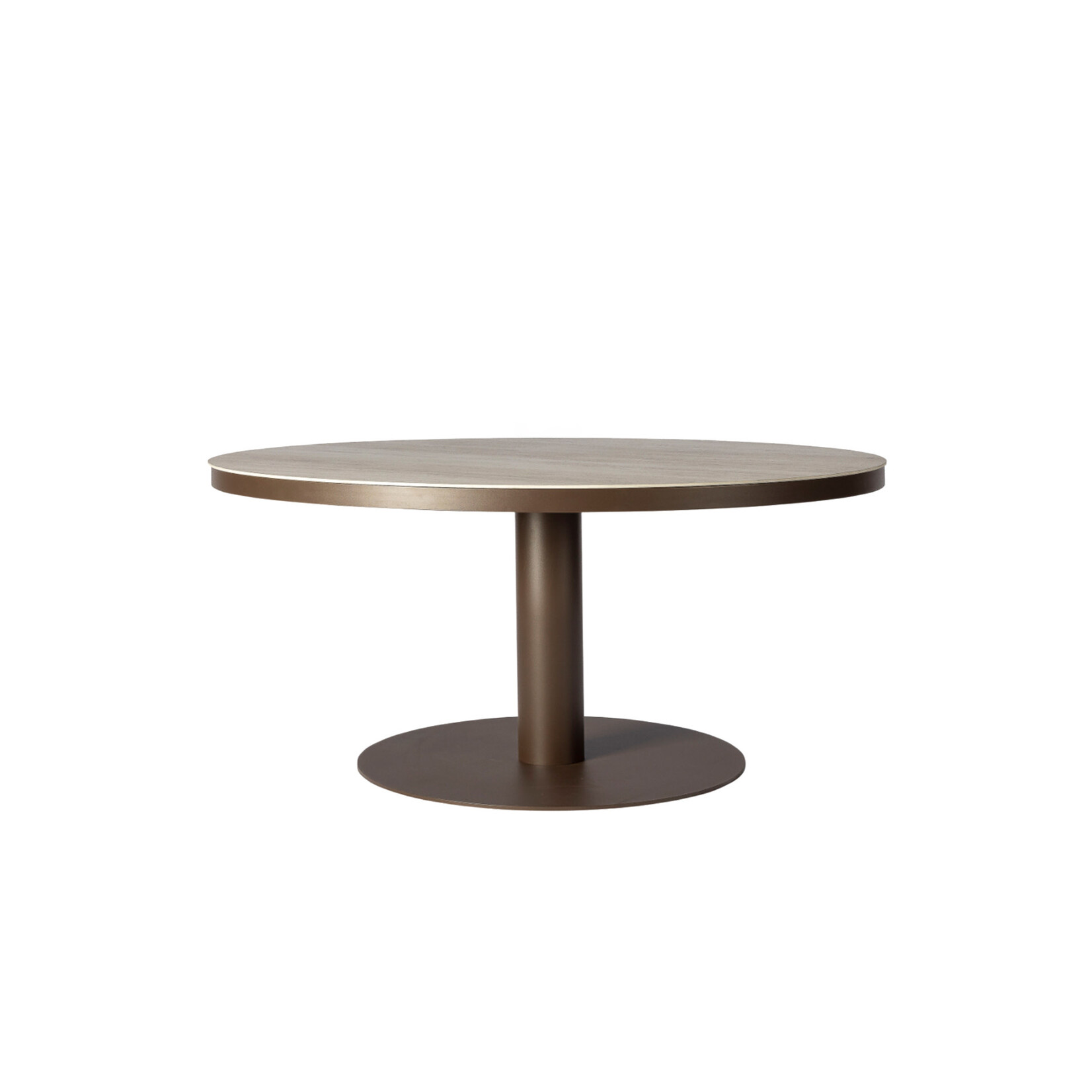 Salerno Salontisch ø90xH40cm, Gestell: Alu Bronze, Platte: Keramik Travertin