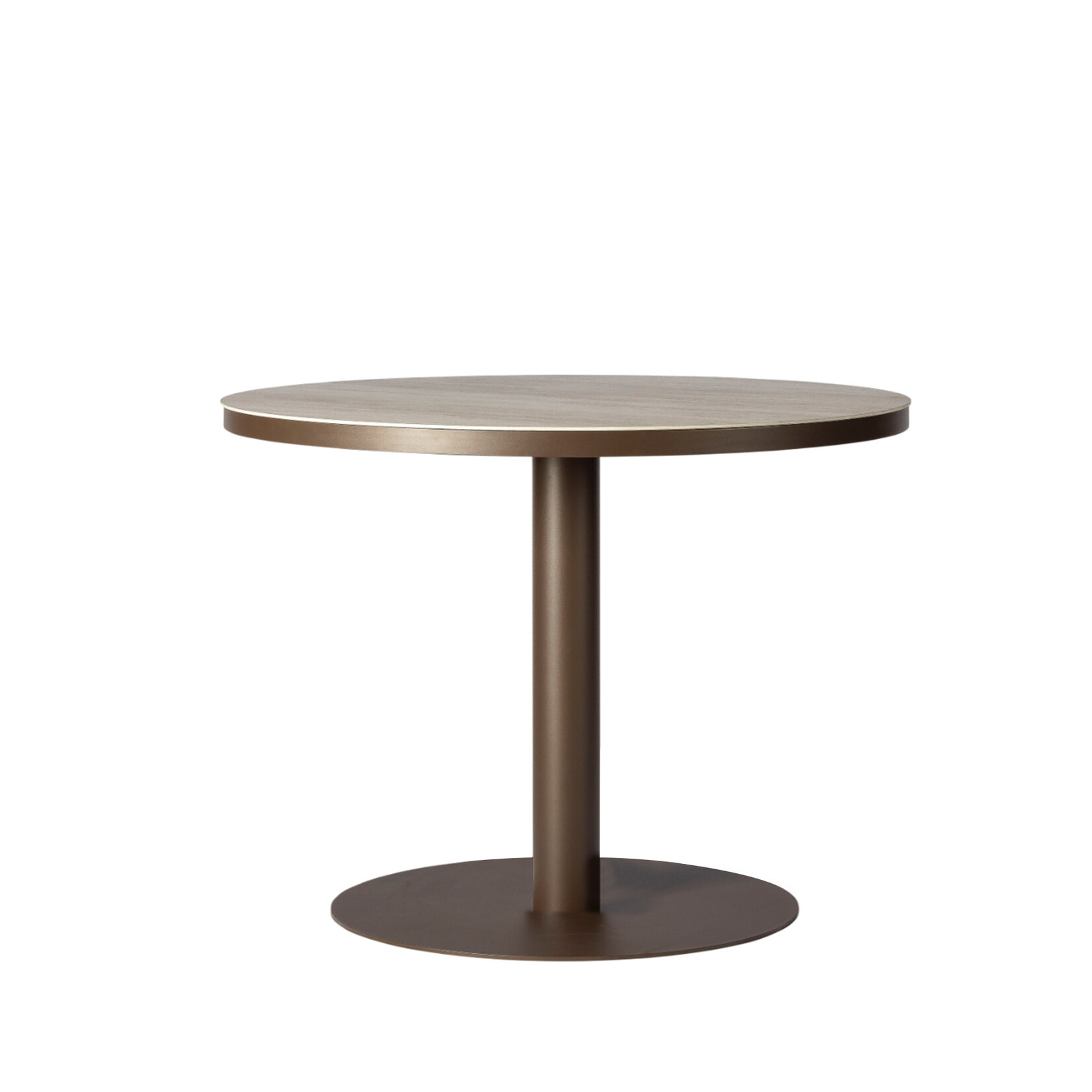 Salerno Esstisch ø120xH75cm, Gestell: Alu Bronze, Platte: Keramik Travertin