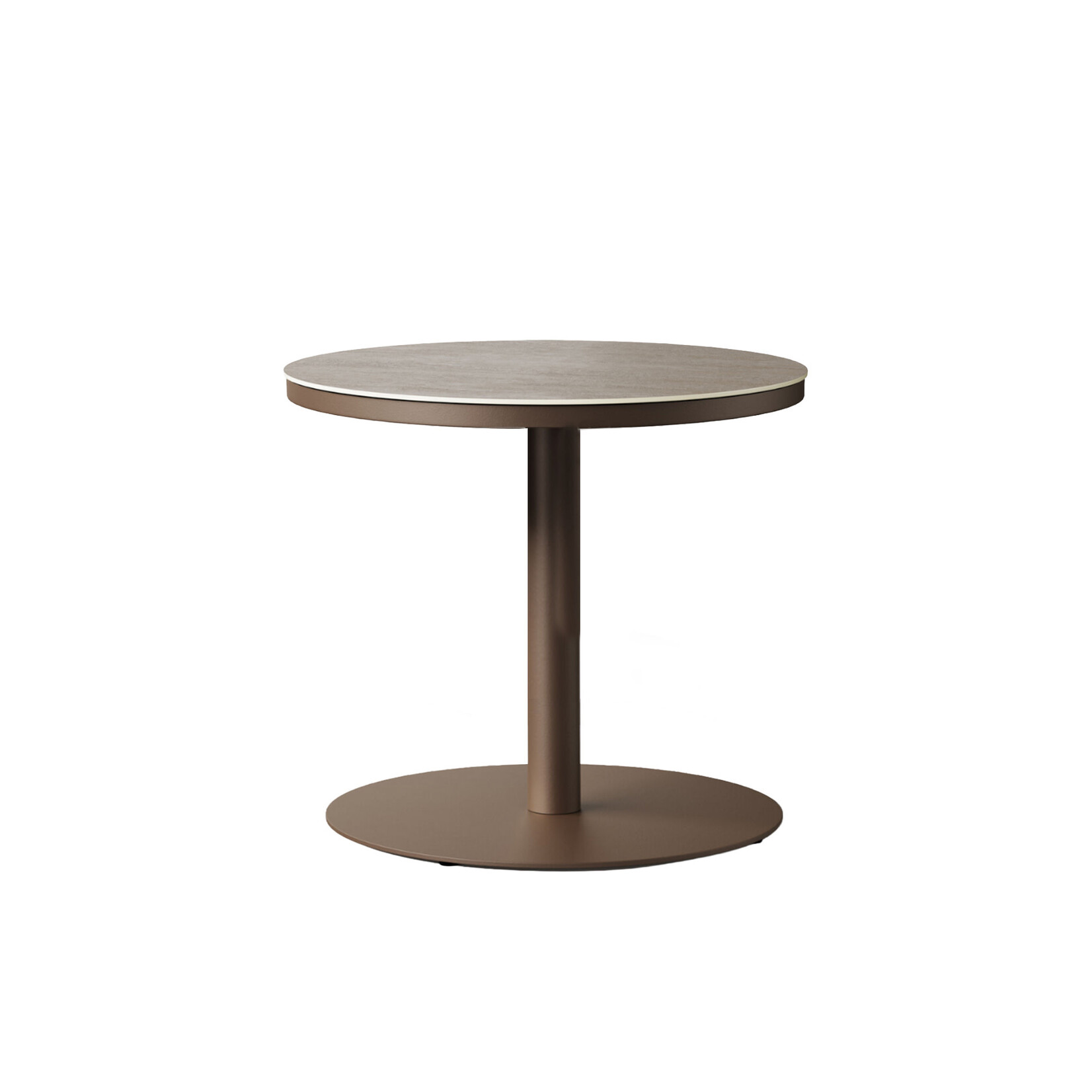 Salerno Beistelltisch ø50xH45cm, Gestell: Alu Bronze, Platte: Keramik Travertin