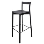 Norman Counter Stuhl L1 - H95,48W,D47, SH66cm, Sitzfläche: Leder, Farbe: schwarz , Rückenlehne: Holz, Farbe: schwarz