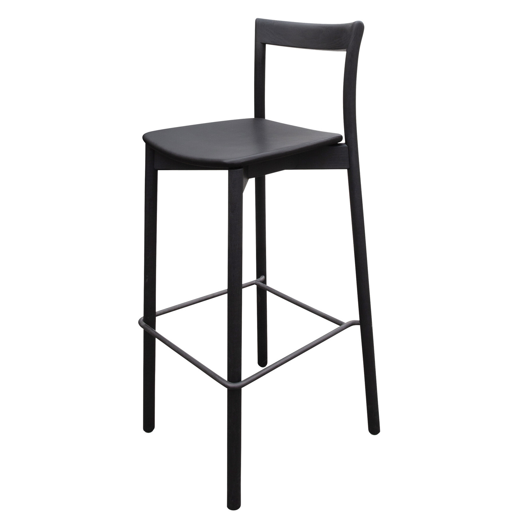 Norman Counter Stuhl L1 - H95,48W,D47, SH66cm, Sitzfläche: Leder, Farbe: schwarz , Rückenlehne: Holz, Farbe: schwarz