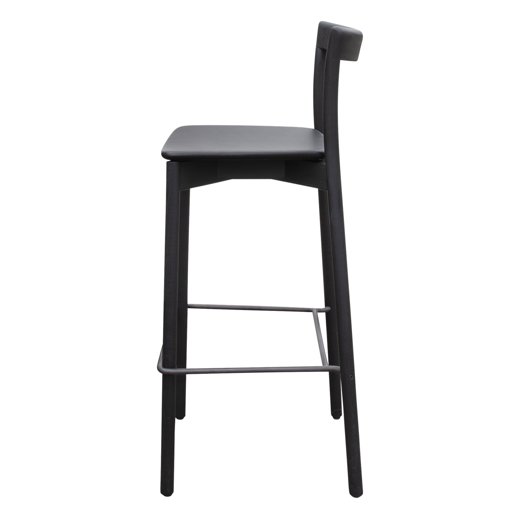 Norman Counter Stuhl L1 - H95,48W,D47, SH66cm, Sitzfläche: Leder, Farbe: schwarz , Rückenlehne: Holz, Farbe: schwarz