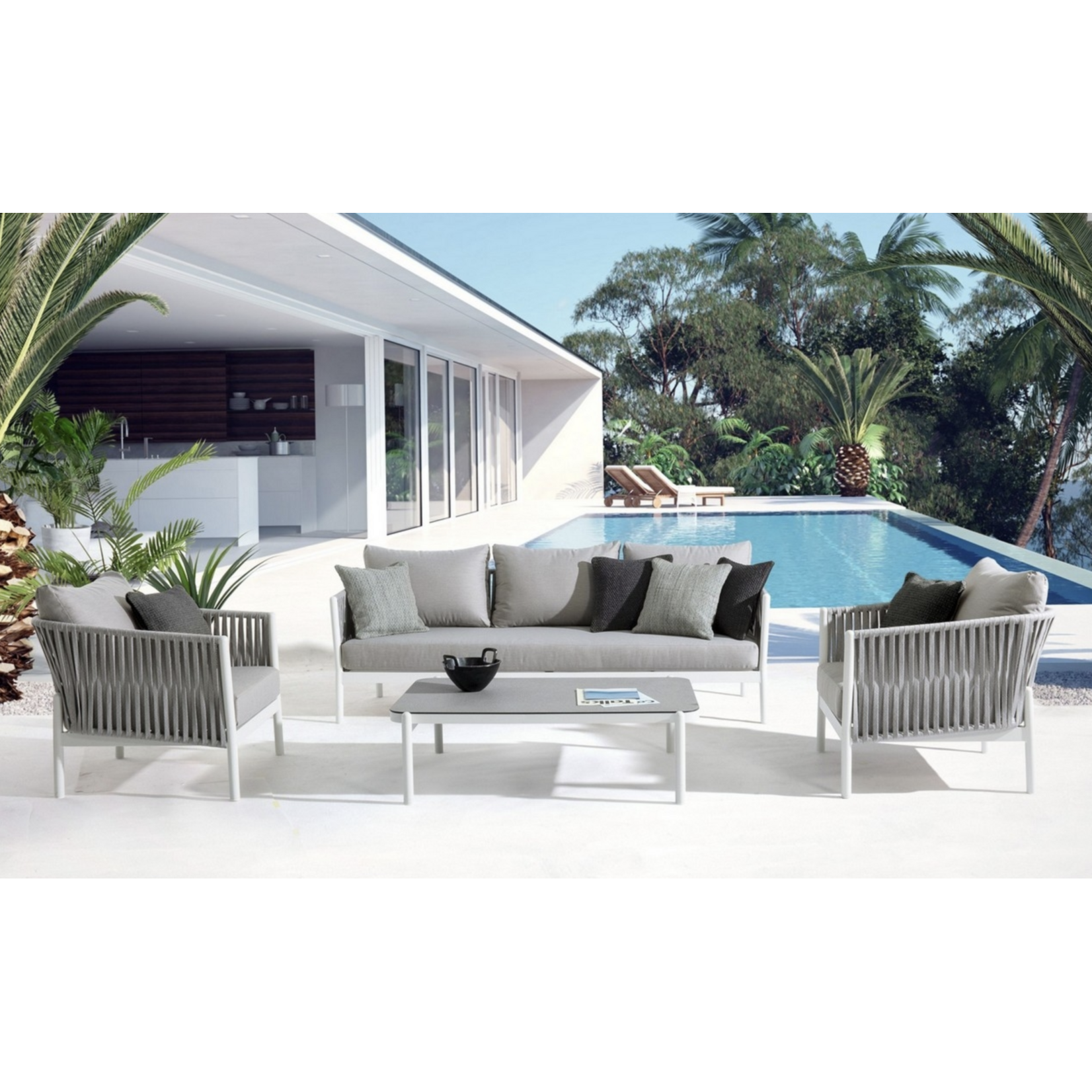 Sofa Flume 220x85xH86cm, inkl. Kissen weiss