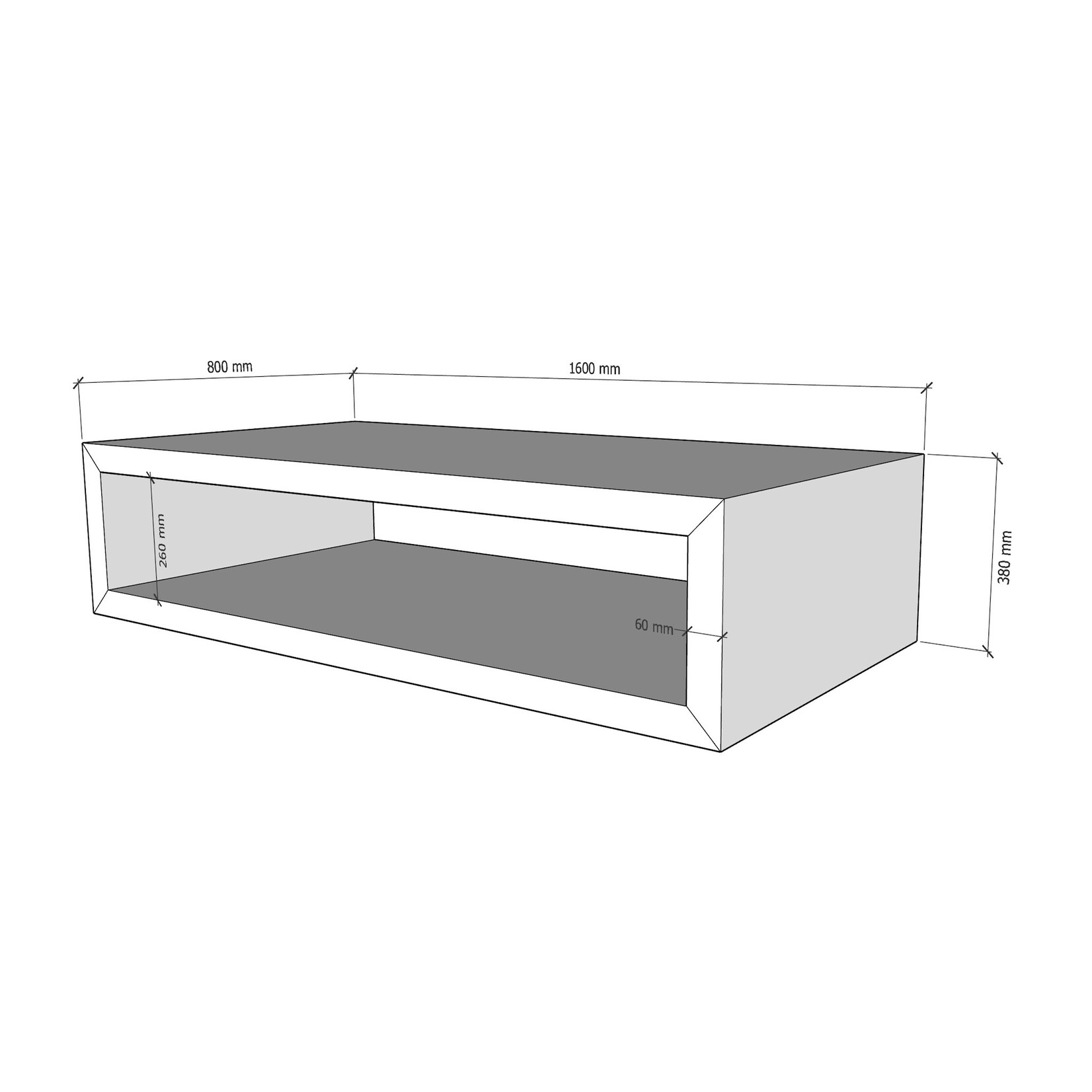 Alba Salontisch 160x80xH38cm, Finish: White Washed