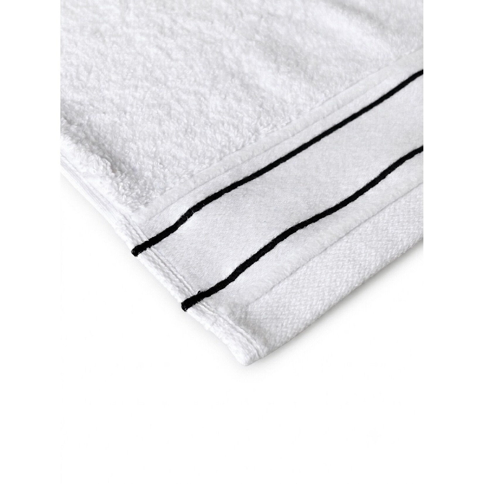 Beaumont Handtuch weiss mit Ziernaht schwarz/schwarz, 30x50cm