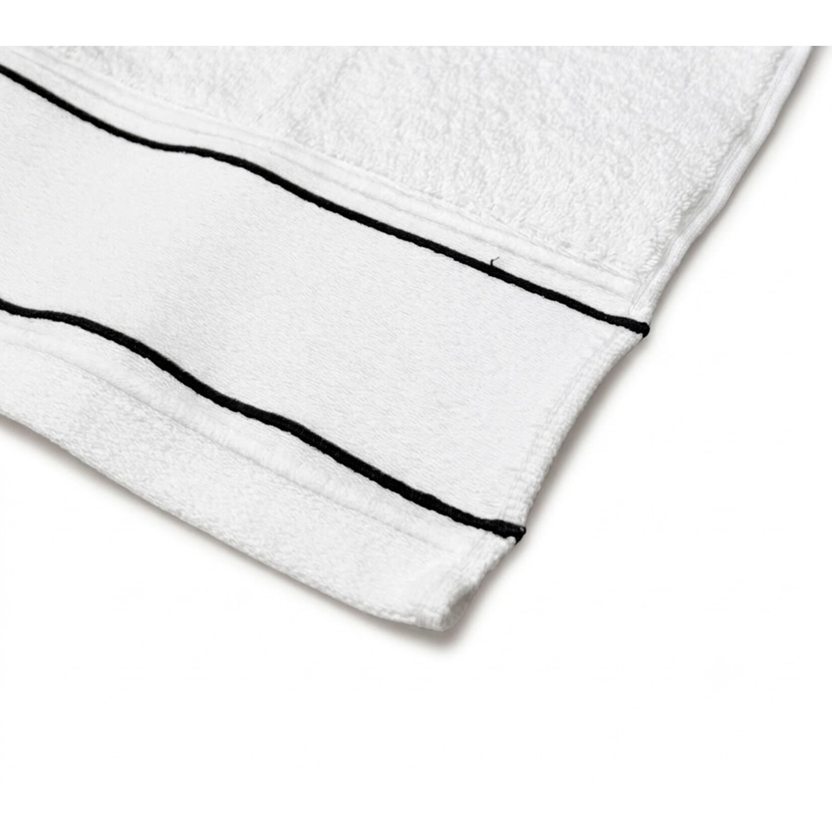 Beaumont Badetuch weiss mit Ziernaht schwarz/schwarz, 100x150cm