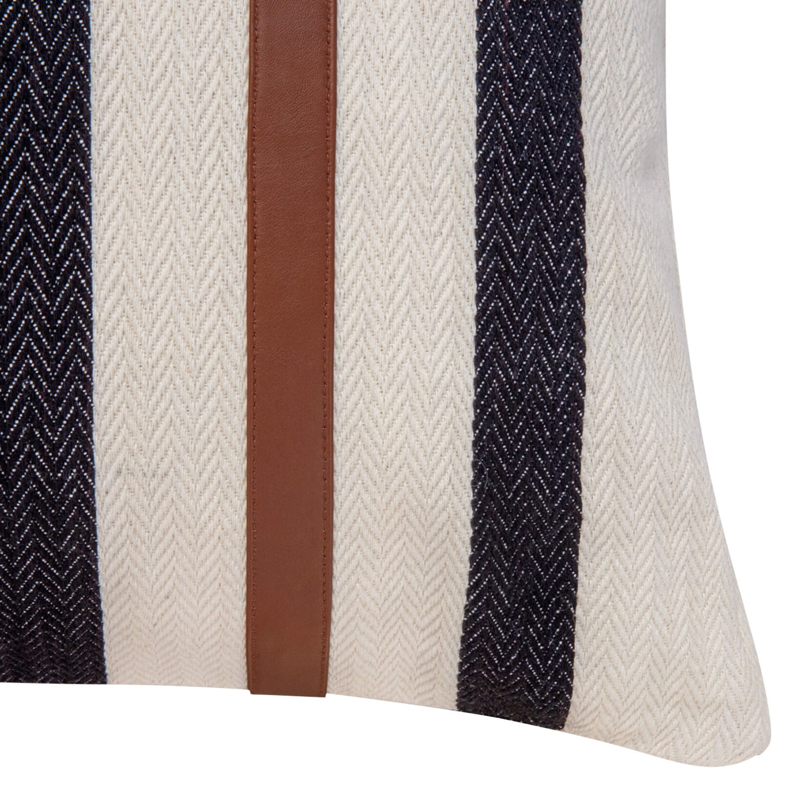 Twill Kissen mit Lederstreifen 60x60cm