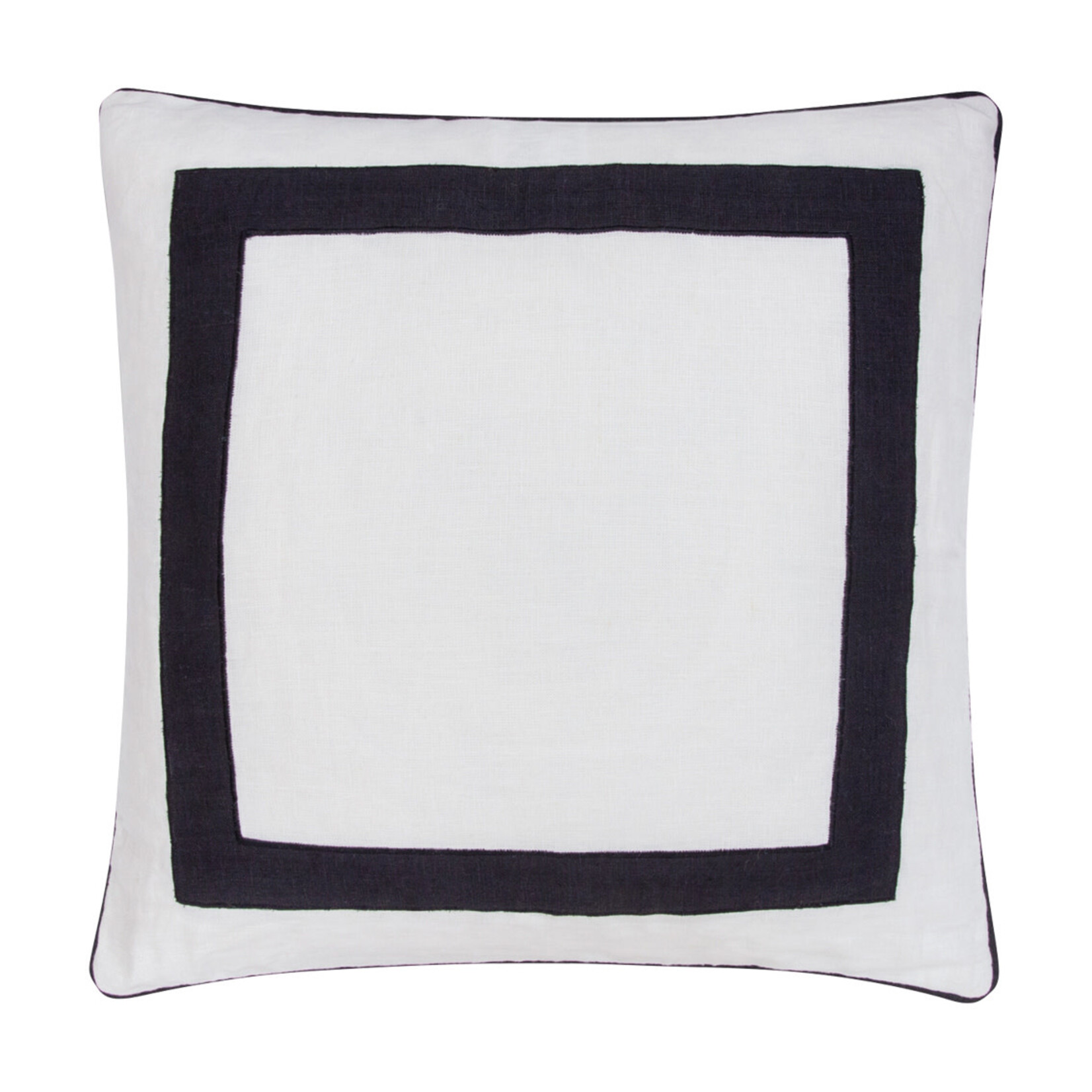 Leinen Kissen weiss mit schwarzen Rand 50x50cm
