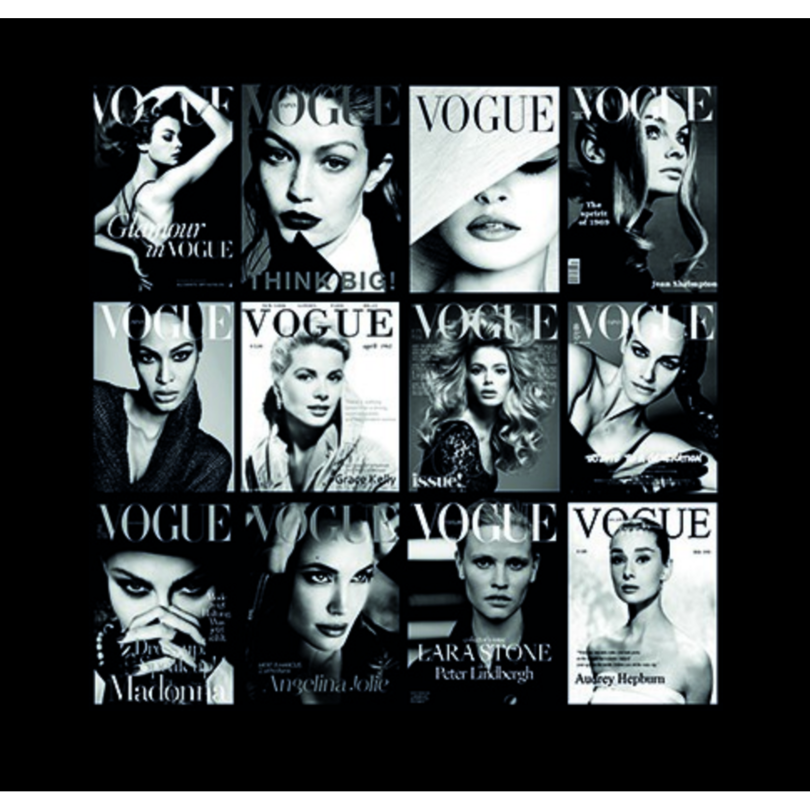 Foto auf Plexiglas VOGUE BOOKS schwarz-weiss 100x100cm