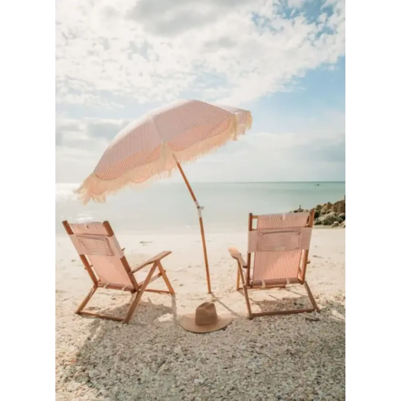 Premium Sonnenschirm Pink gestreift D183xH213cm