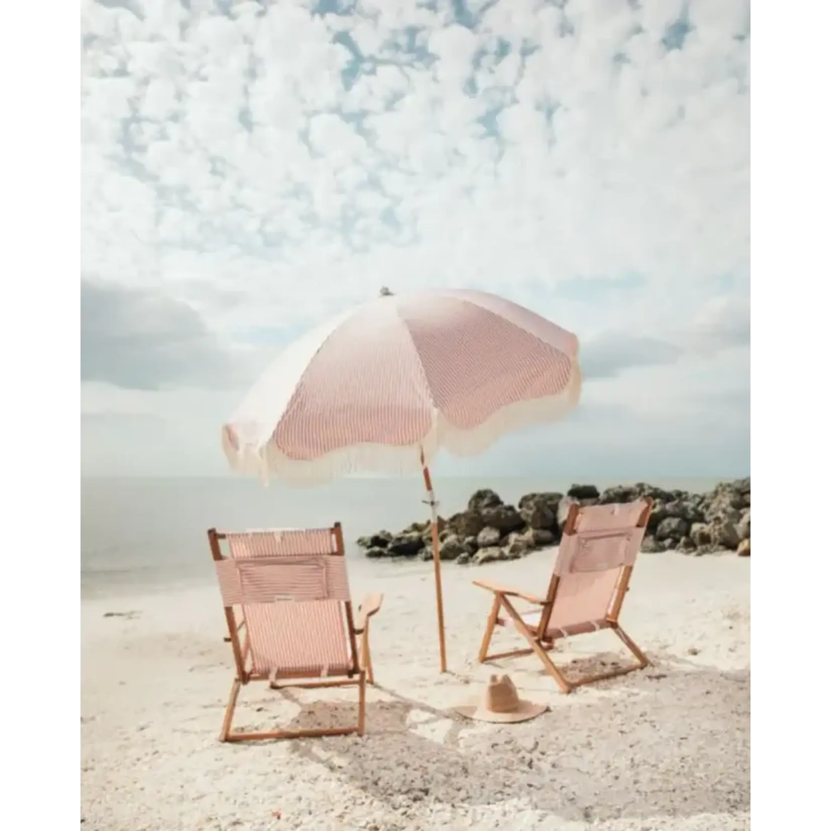 Premium Sonnenschirm Pink gestreift D183xH213cm