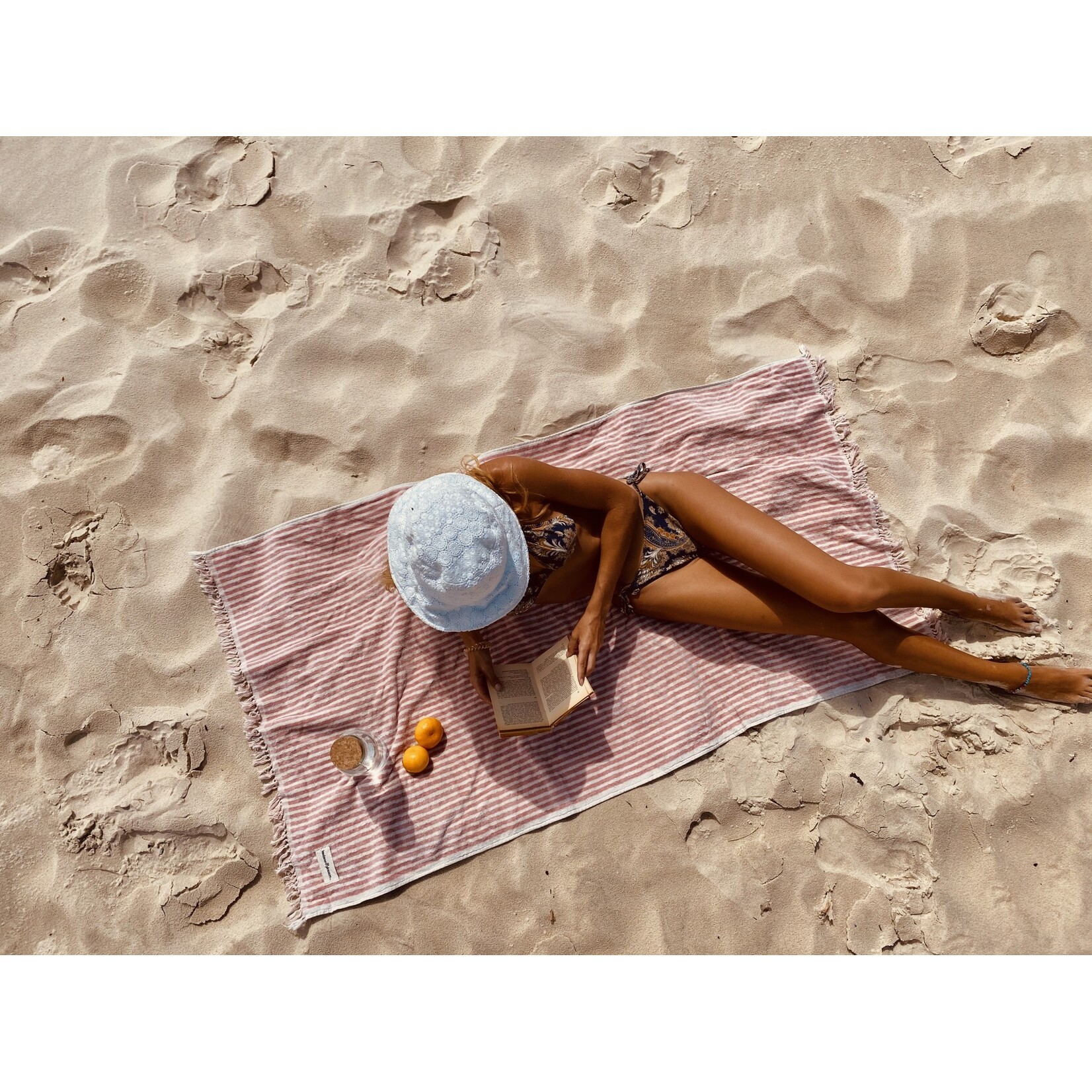 Strandtuch Pink gestreift 170x90cm