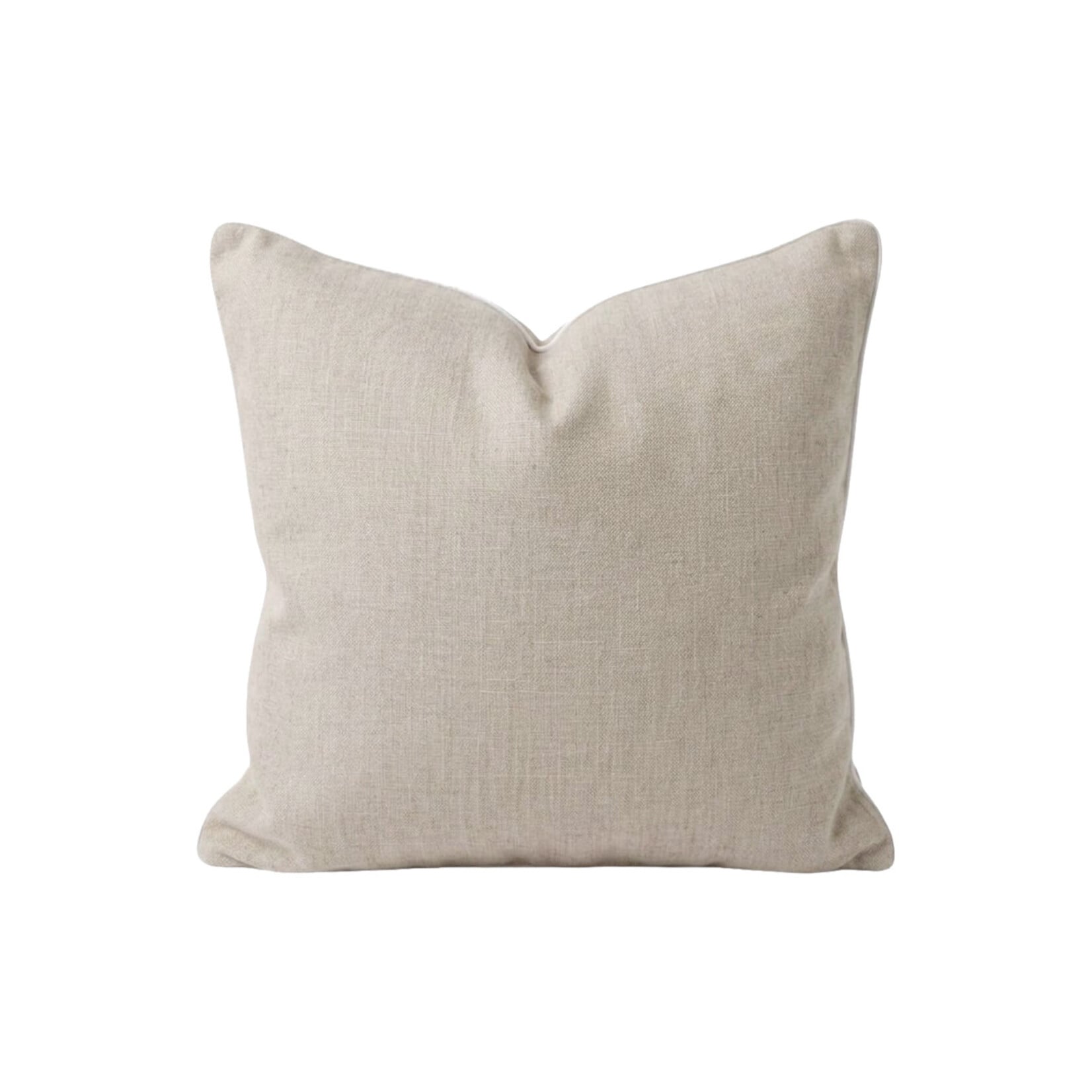 Lindeo Kissenbezug aus 100% Leinen, 65x65cm, natur mit weisser Kedernaht