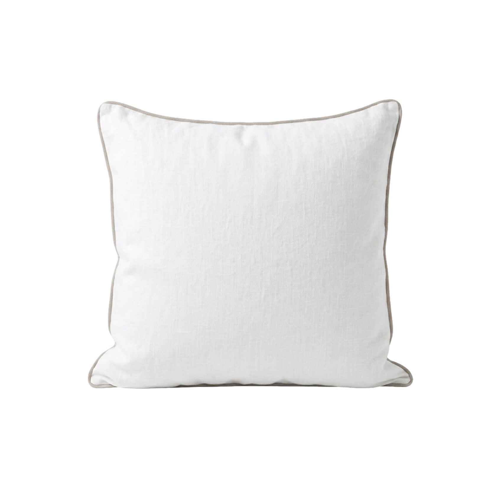 Lindeo Kissenbezug aus 100% Leinen, 65x65cm, weiss mit nature Kedernaht