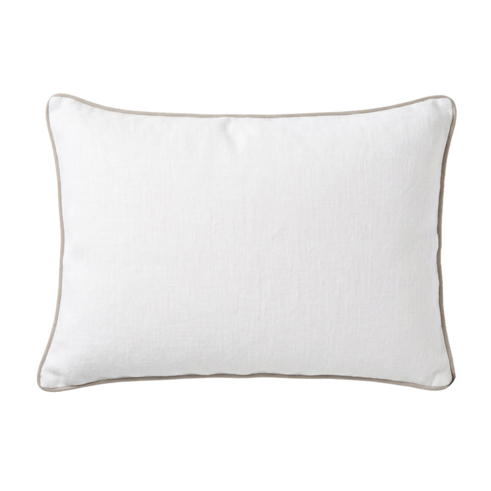 Lindeo Kissenbezug aus 100% Leinen, 65x100cm, weiss mit nature Kedernaht