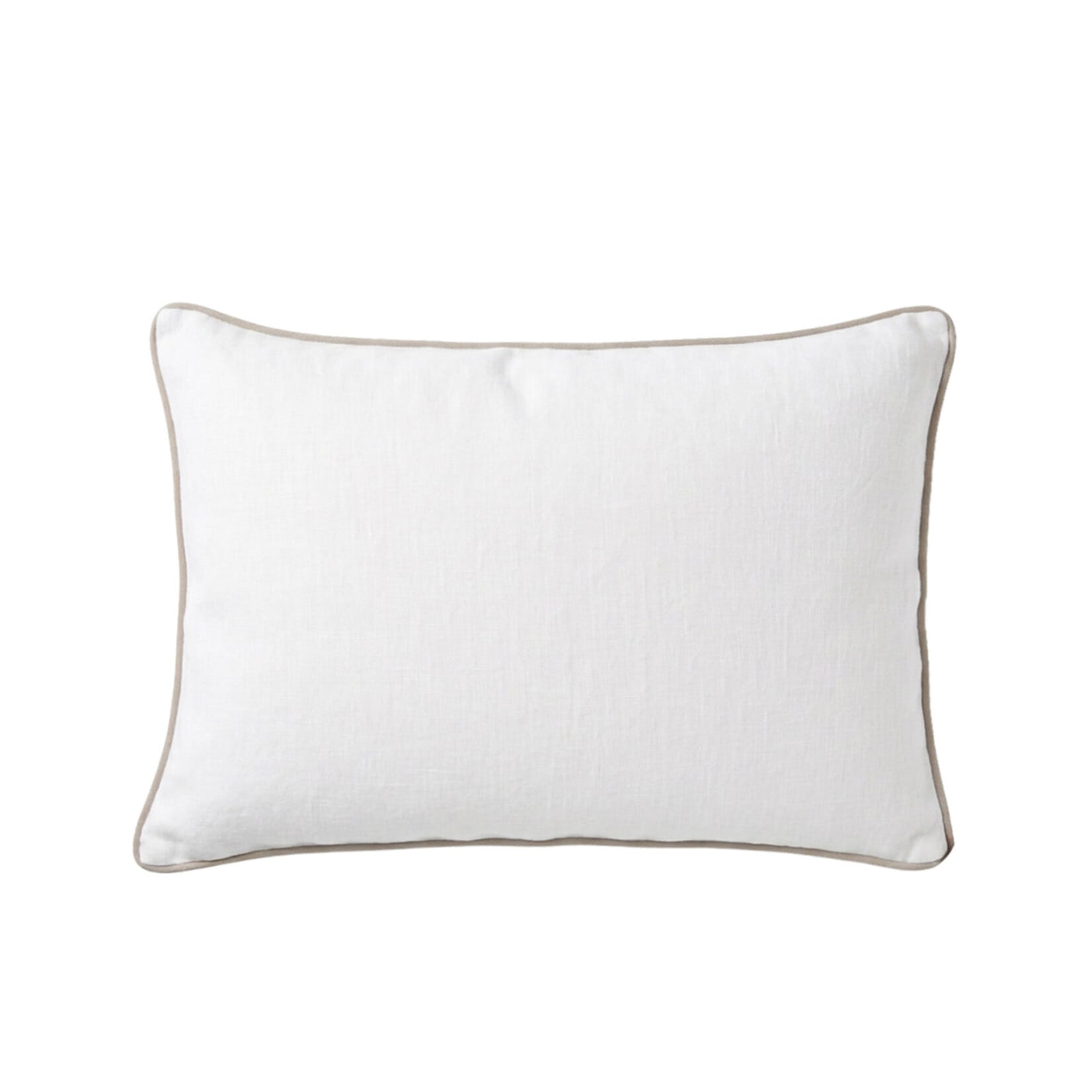 Lindeo Kissenbezug aus 100% Leinen, 50x70cm, weiss mit nature Kedernaht