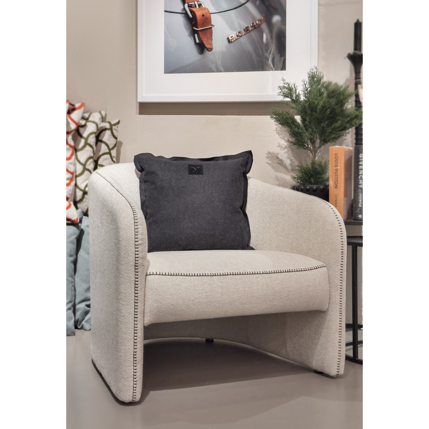 Clemonte Sessel weiss, Naht schwarz, B81xT85xH74cm