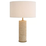 Giova Lampenständer rund inkl. Lampenschirm D40xH64cm Travertine & brass & Bouclé offwhite