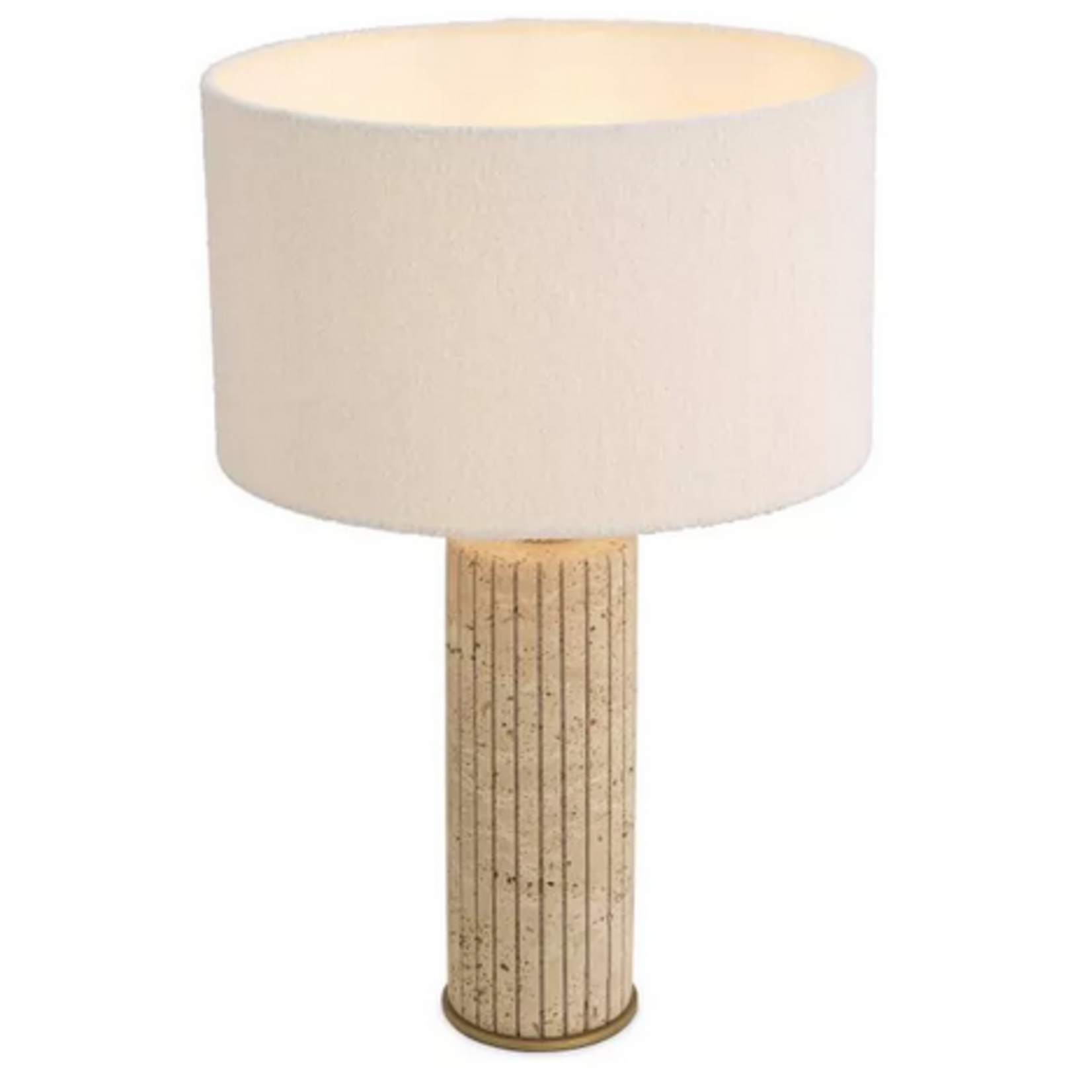 Giova Lampenständer rund inkl. Lampenschirm D40xH64cm Travertine & brass & Bouclé offwhite