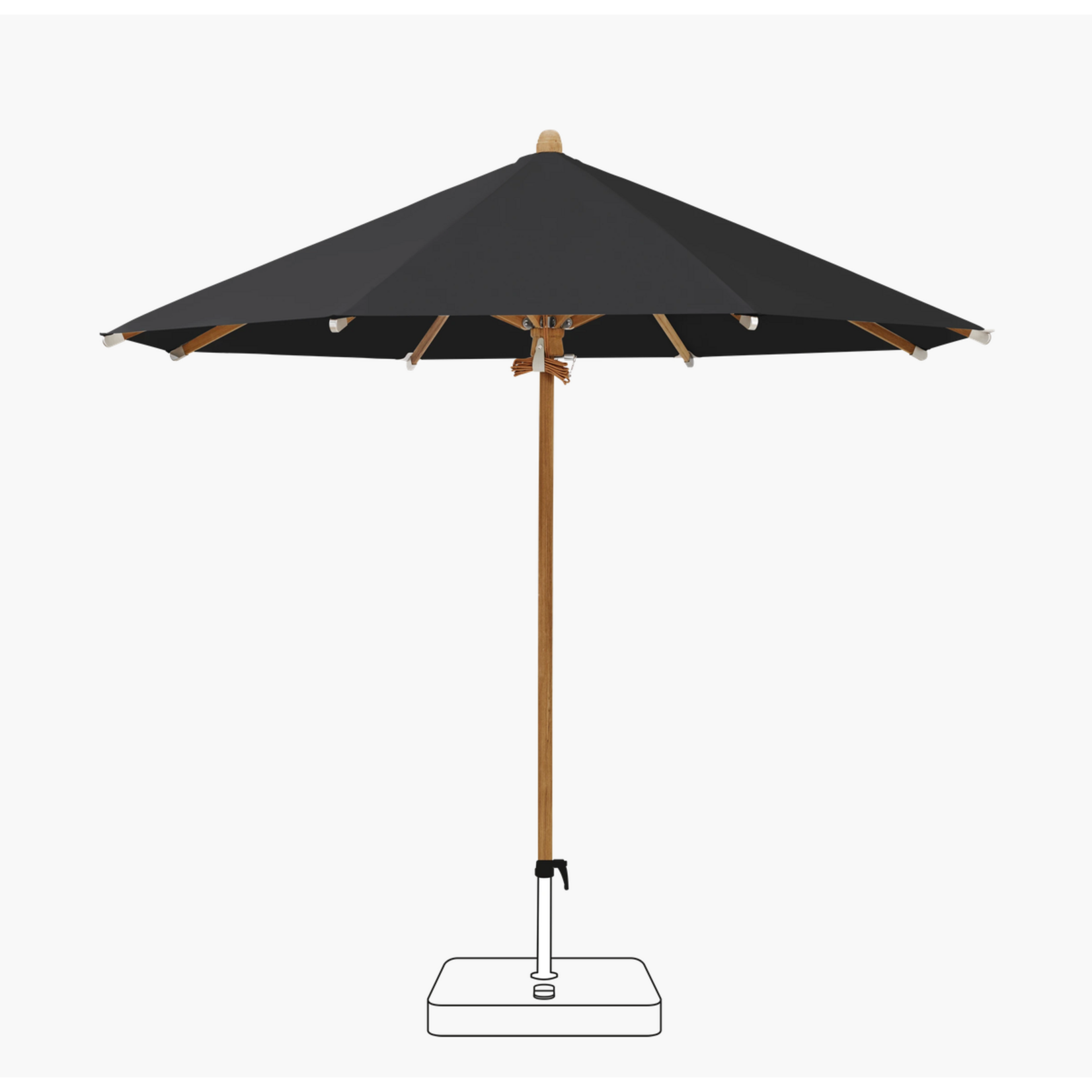 Glatz Sonnenschirm Teakwood D300cm, Stoff: 408 schwarz, Teak