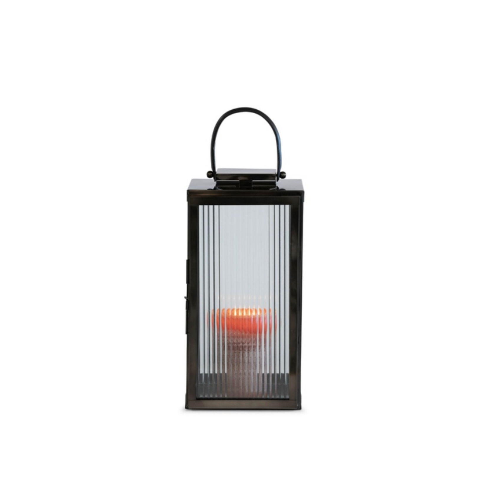 Laterne schwarz mit gerilltem Glas 24x24xH51cm