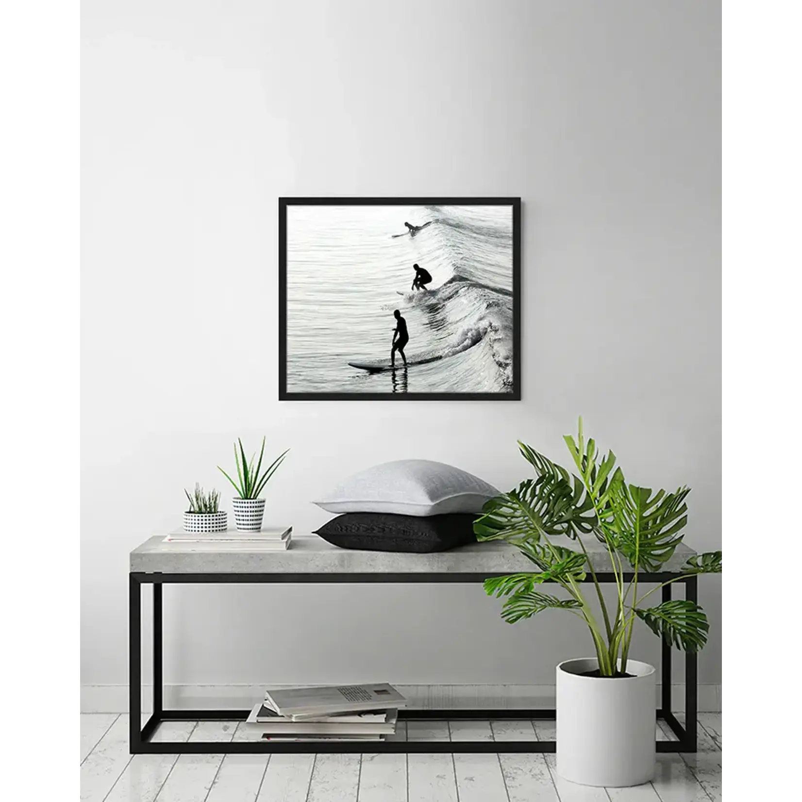 Bild Surfing Dudes Schwarz/Weiss, gerahmt Schwarz, 90x70cm