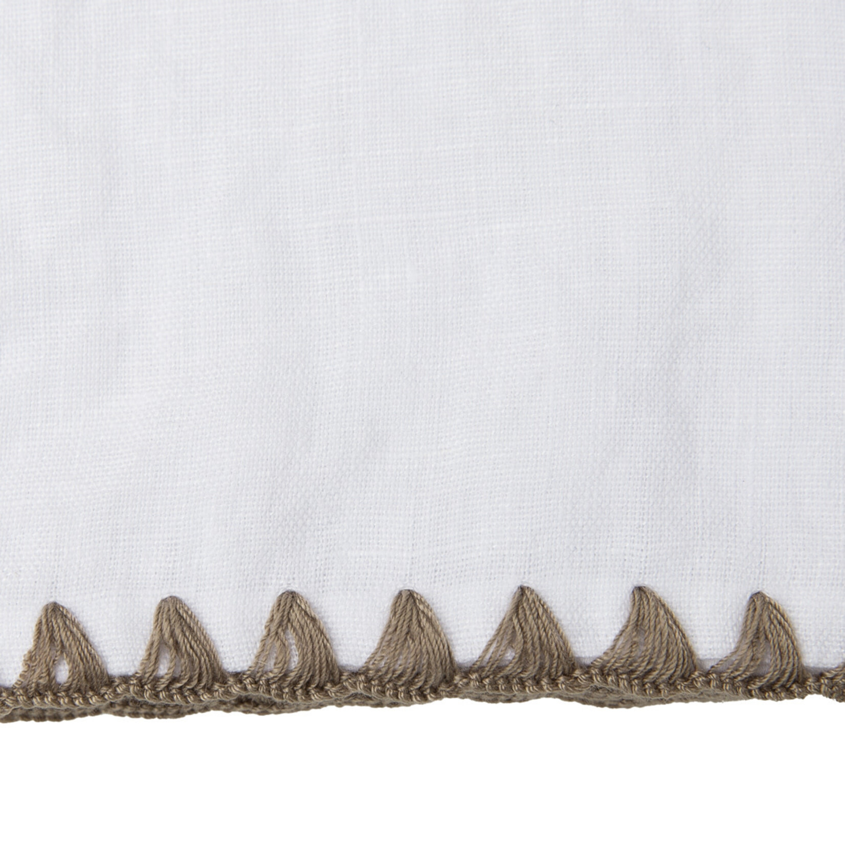 Fairhope Leinenkissenbezug Rückseite Baumwolle mit Stickrand 50x70cm weiss-sand