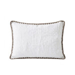 Fairhope Leinenkissenbezug Rückseite Baumwolle mit Stickrand 50x70cm weiss-sand