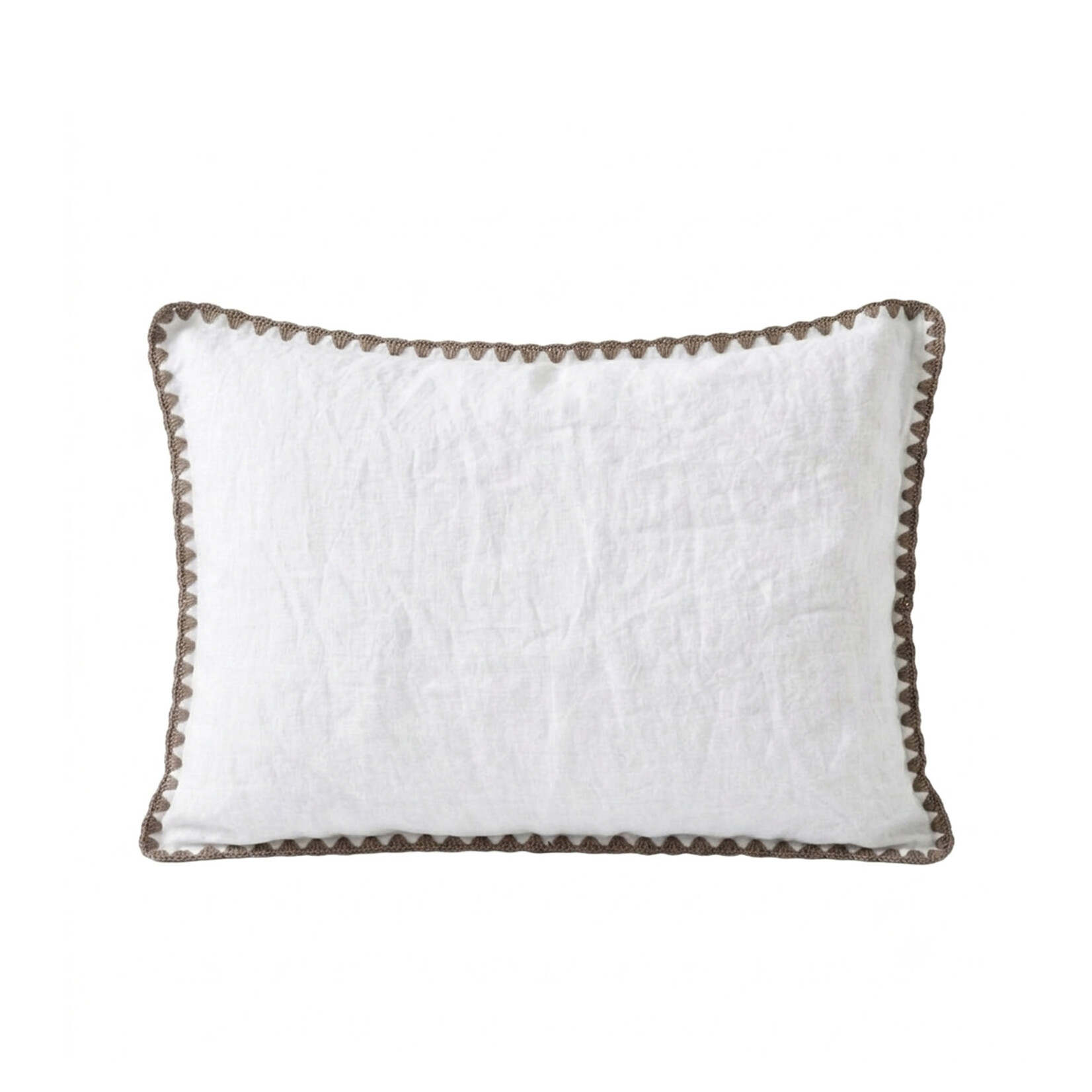 Fairhope Leinenkissenbezug Rückseite Baumwolle mit Stickrand 50x70cm weiss-sand