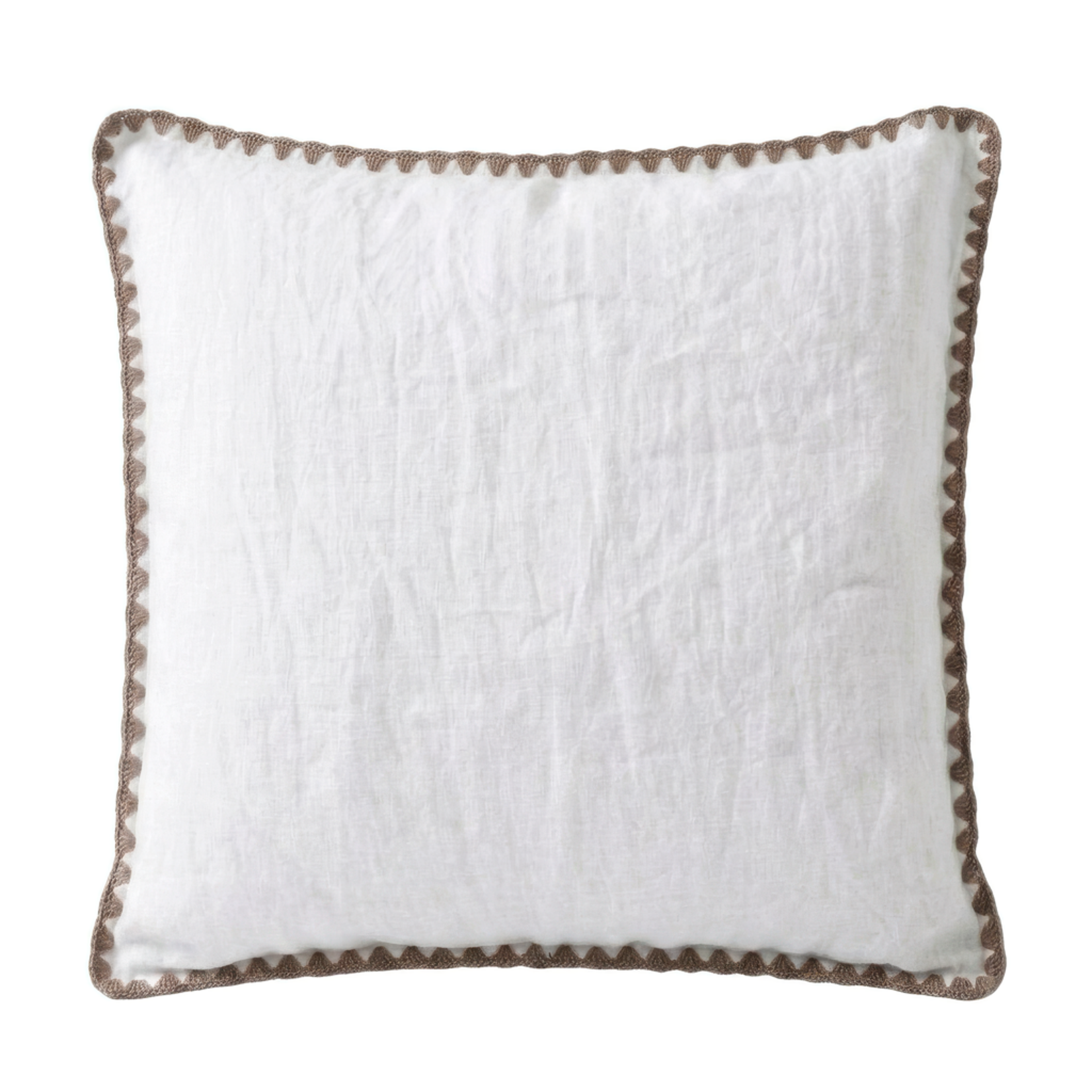 Fairhope Leinenkissenbezug Rückseite Baumwolle mit Stickrand 65x65cm weiss-sand