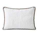 Fairhope Leinenkissenbezug Rückseite Baumwolle mit Stickrand 65x100cm weiss-sand