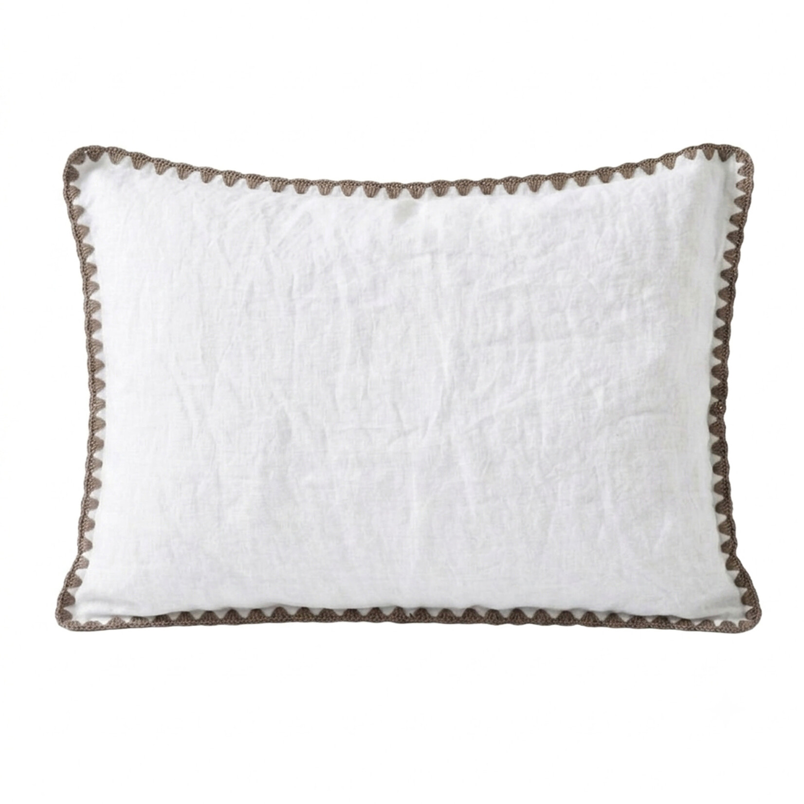 Fairhope Leinenkissenbezug Rückseite Baumwolle mit Stickrand 65x100cm weiss-sand